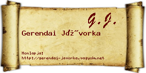 Gerendai Jávorka névjegykártya